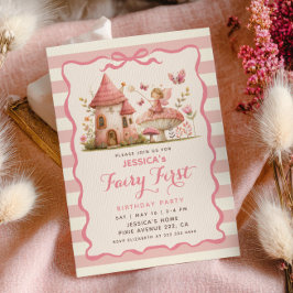 Invitación Bosque Encantado Cumpleaños de la Hada Rosa Primer