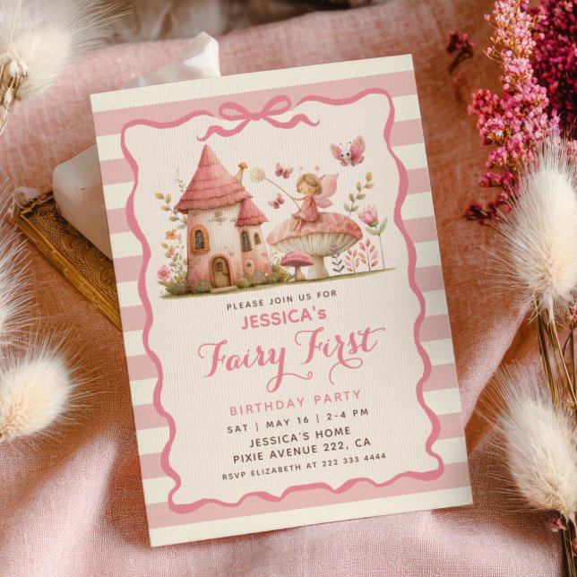 Invitación Bosque Encantado Cumpleaños de la Hada Rosa Primer (Subido por el creador)