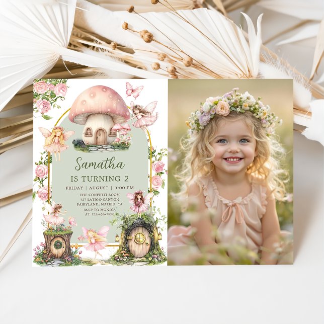 Invitación Bosque Encantado Cumpleaños Mágico Hada Foto (Subido por el creador)