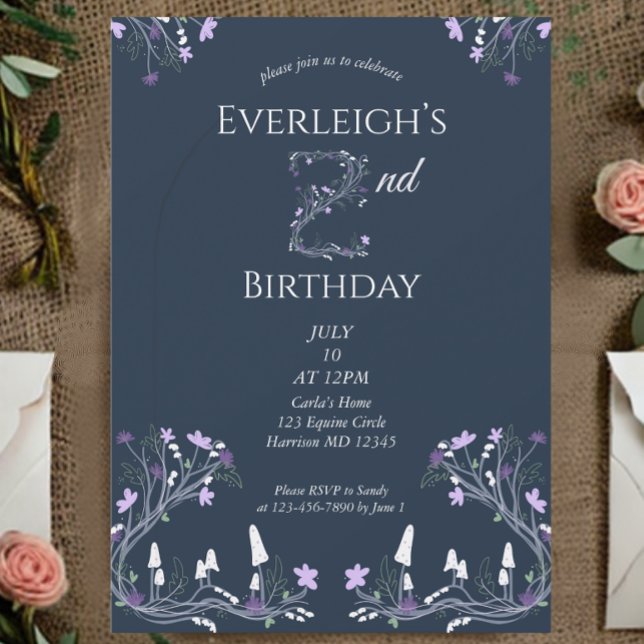 Invitación Bosque Encantado Cumpleaños Número Dos Hongo (Subido por el creador)