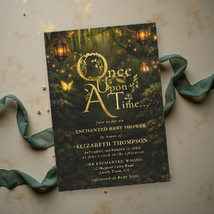 Invitación Bosque Encantado de Cuentos de Hadas para Baby Sho