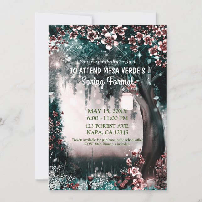 Invitación Bosque Encantado de Ensueño Bosque de Cuento de Ha (Anverso)