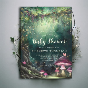 Invitación Bosque Encantado de Hongos Magia Baby Shower