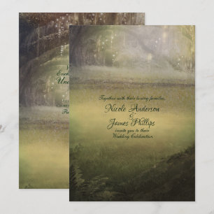 Invitación Bosque Encantado de Luces Encantadoras Boda Rústic