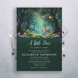 Invitación Bosque Encantado de Pequeño Ciervo Hongos Baby Sho
