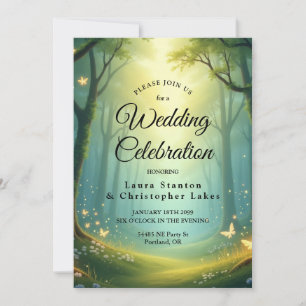 Invitación Bosque Encantado de Resplandor Iluminado por el So