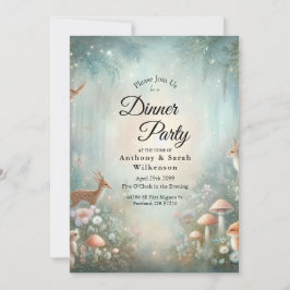Invitación Bosque Encantado de Teal y Melocotón para Cena en 
