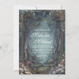 Invitación Bosque Encantado Dorado Ornamentado Boda Floral Tu