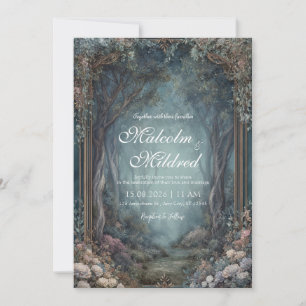 Invitación Bosque Encantado Dorado Ornamentado Boda Floral Tu