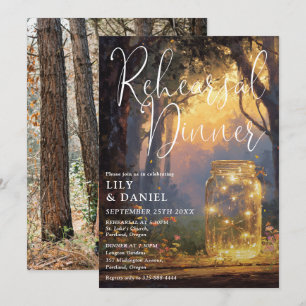 Invitación Bosque Encantado en Tarro de Mason Cena de Ensayo 