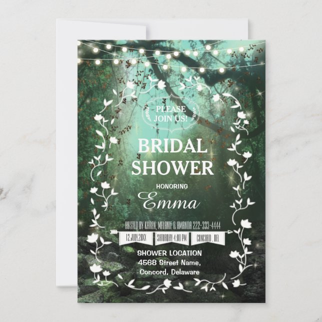 Invitación Bosque encantado enciende ducha de novia rusa (Anverso)