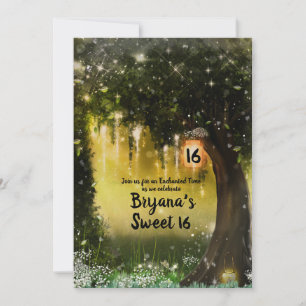 Invitación Bosque Encantado Fantasía Brillante Dulces 16