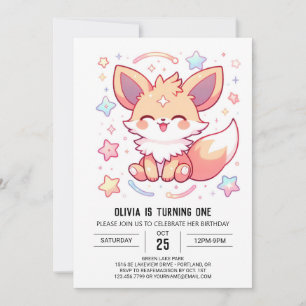 Invitación Bosque encantado Fox primer cumpleaños