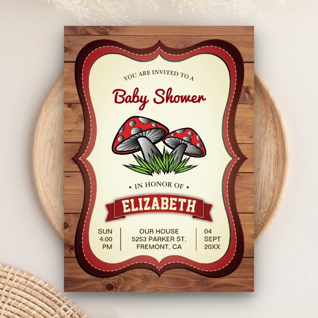 Invitación Bosque Encantado Hongos Baby Shower (Subido por el creador)