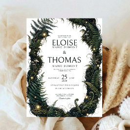 Invitación Bosque Encantado Hongos Botánicos Oscuros Boda