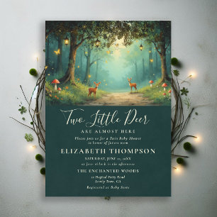 Invitación Bosque Encantado Hongos Ciervos Gemelos Fiesta de