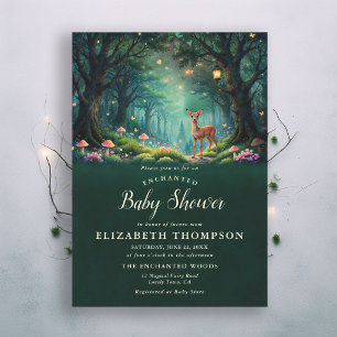 Invitación Bosque Encantado Hongos Ciervos Verde Fiesta de Be