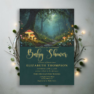 Invitación Bosque Encantado Hongos Flores Silvestres Baby Sho