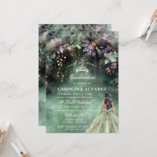 Invitación Bosque Encantado Lavanda Verde Salvia Quinceañera
