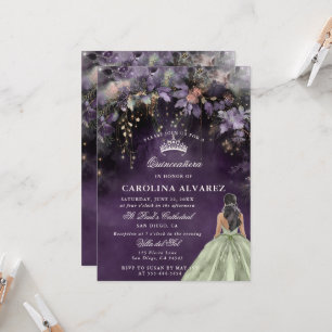 Invitación Bosque Encantado Lila Profundo Verde Salvia Quince