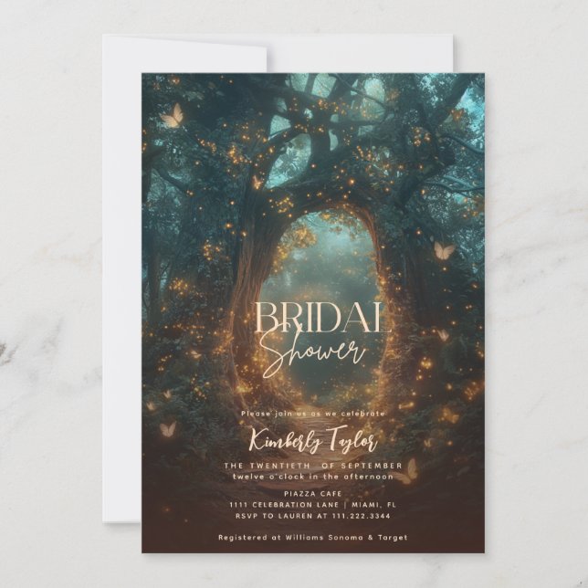 Invitación Bosque Encantado Luces de Hadas Despedida de Solte (Anverso)