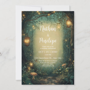 Invitación Bosque Encantado Mágico Luces de Hadas para Bodas