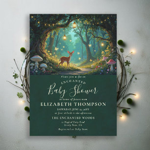 Invitación Bosque Encantado Mariposas Ciervos Fiesta de Bebé