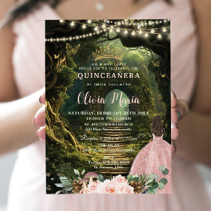 Invitación Bosque encantado Rubor Floral Quinceañera Sweet 16