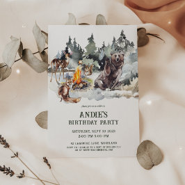 Invitación Bosque encantado Rustic Woodland Boy 1er cumpleaño
