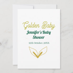 Invitación Bosque encantado verde hoja de oro falso baby show
