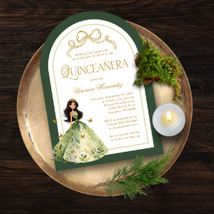 Invitación Bosque Encantado Verde Quinceañera Cumpleaños 15