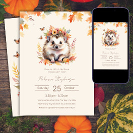 Invitación Bosque Encantador Erizo Otoño Baby Shower