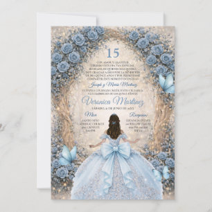 Invitación Bosque Español Polvo Azul Princesa Dulce 15 Años