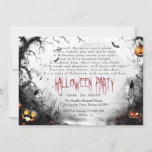 Invitación Bosque espeluznante horizontal I calabazas poema H