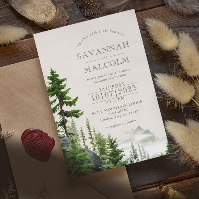Invitación Bosque Evergreen | Boda Rústico de Montaña (Subido por el creador)