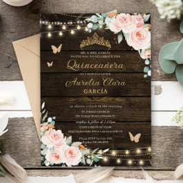Invitación Bosque floral rubio de Rubor encantado Quinceanera