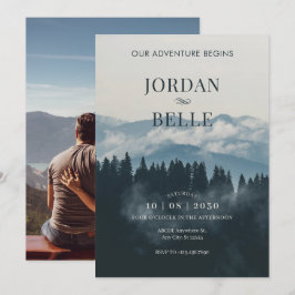 Invitación Bosque fotográfico de boda de aventuras minimalist