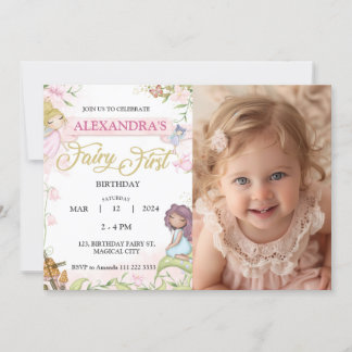 Invitación Bosque fotográfico del Chica del primer cumpleaños