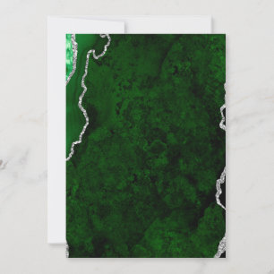 Invitación Bosque Glamuroso Verde Mármol Chic Brillo Plateado