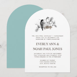 Invitación Bosque Grove Rústico Pájaro carpintero Amor Aves B