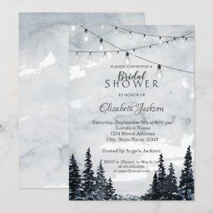 Invitación Bosque, Luces de Cadena, Acuarela