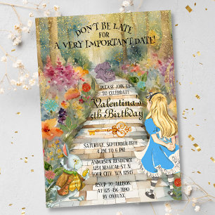 Invitación Bosque Mágico País de las Maravillas Cumpleaños de