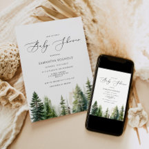 Bosque minimalista de pinos Baby shower