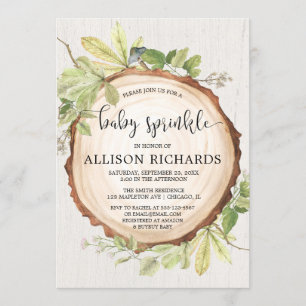 Invitación Bosque neutro de género con rociado de bebé ruso