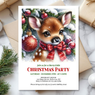 Invitación Bosque nevado brillante ciervo bebé Navidad niños