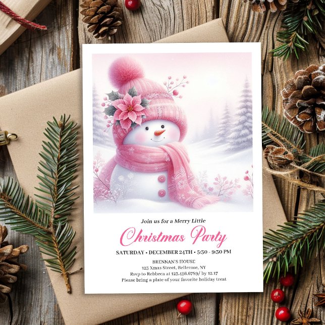 Invitación Bosque Nevado Rústico Navidad Imprimible para Niño (Rustic Snowy Forest Kids Printable Christmas Invitation

)