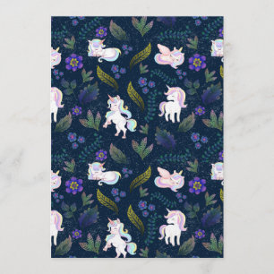 Invitación Bosque Nocturno Mágico de Unicornios Patrón Contin
