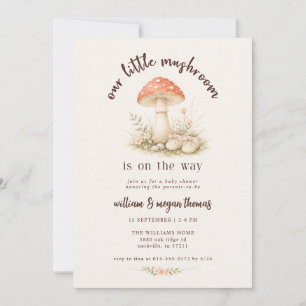 Invitación Bosque Nuestro Pequeño Champiñón Baby Shower