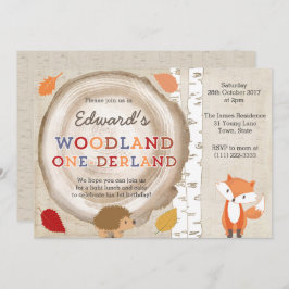 Invitación Bosque Onederland Woodland Criaturas de primer cum