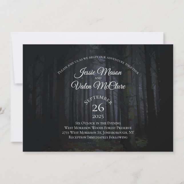 Invitación Bosque Oscuro Gótico Elegante Boda Naturaleza de l (Anverso)